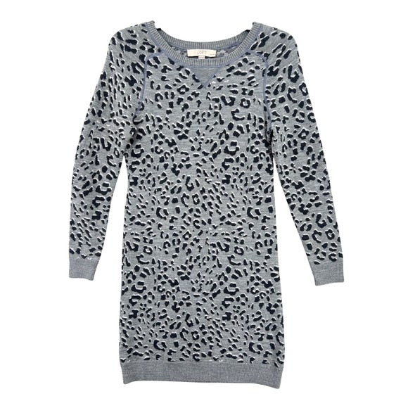 LOFT Dresses & Skirts - Ann Taylor LOFT Leopard Print Wool Blend Above Knee Sweater‎ Dress XSP Gray Chic